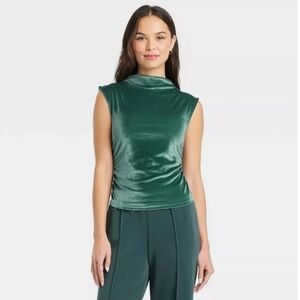 Elegant Purple Ruched Velvet Sleeveless Top